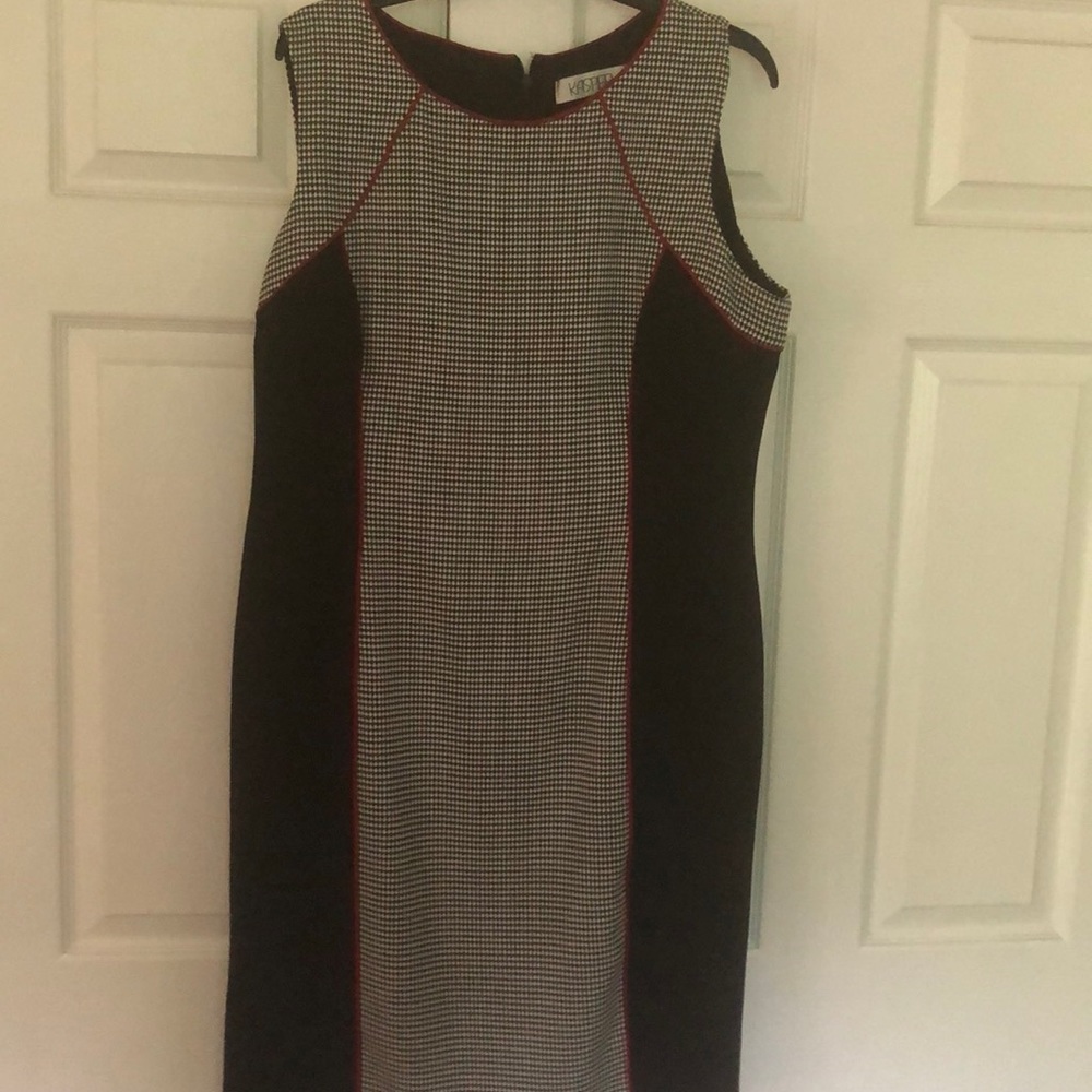 Black White & Red Lined Kasper Dress